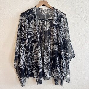 ONE WORLD Black and White Sheer Top